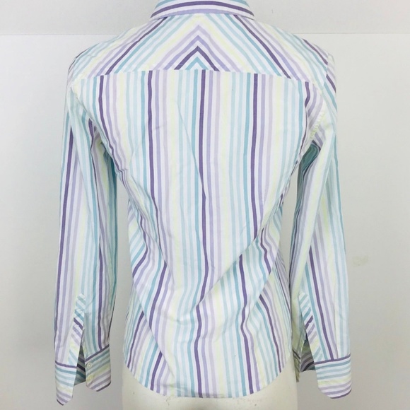 Ann Taylor Women's Sz 4 Stripe Shirt Purple White - Picture 4 of 7